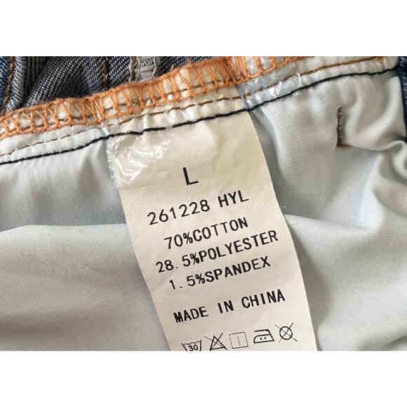 Flamingals Womens L 30 US 10 Straight Leg Jeans Mid Blue Wash Button Fly Ankle - Picture 7 of 8